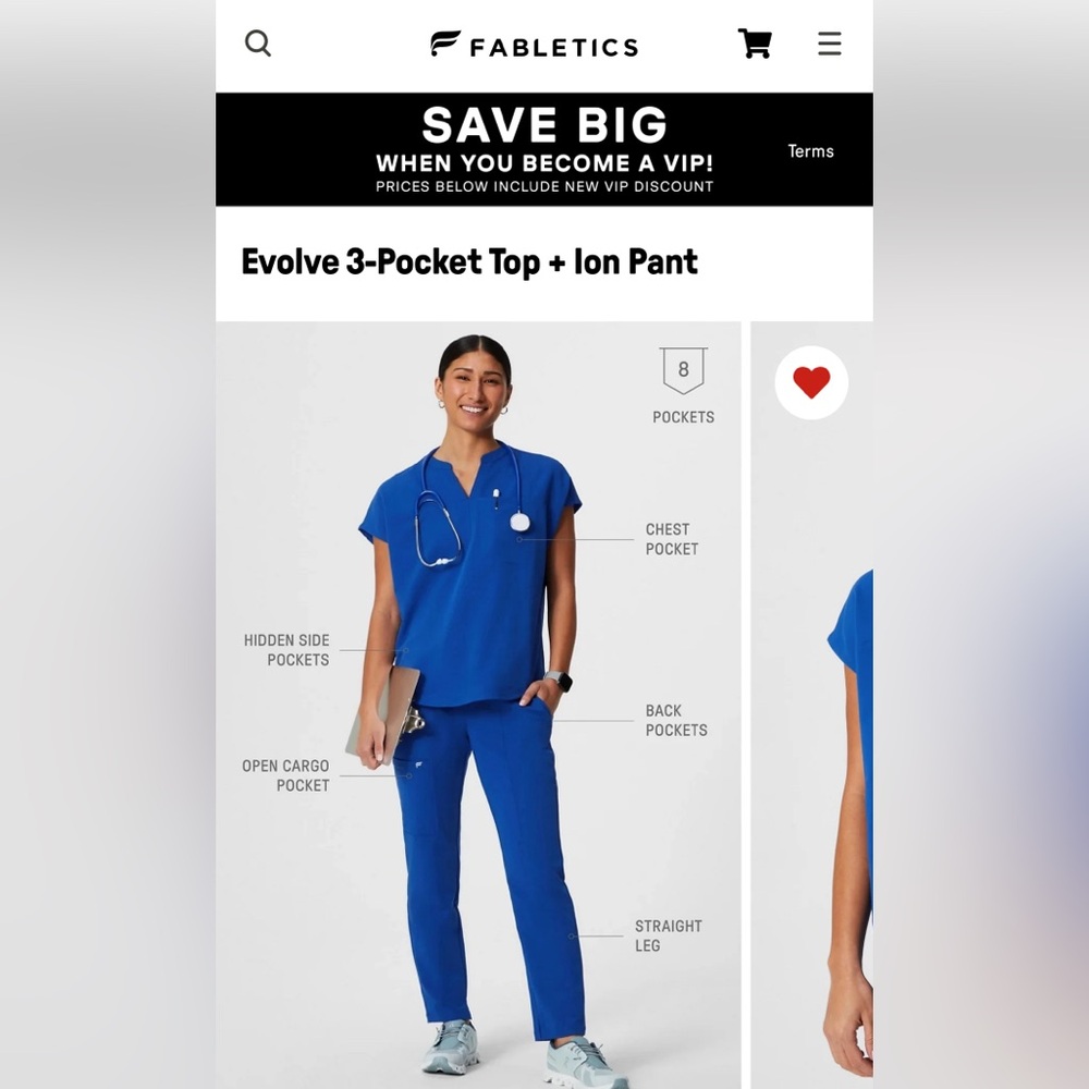 Fabletics scrub set in royal blue